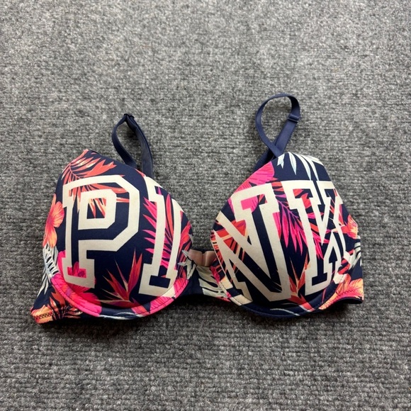 PINK by Victoria’s Secret Women’s Wear Everywhere Push-Up Bra Tropical print 32B - Picture 1 of 10